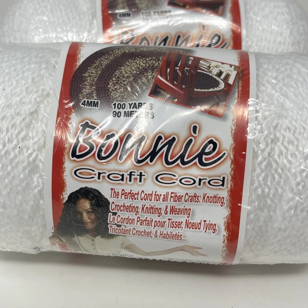 Bonnie Craft Cord 4mm  100 Yards lot of 2 Macrame, Made in USA New Sealed White